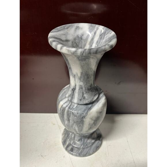 Vintage Gray And White Marble Flower Home Decor Vase 8" - Picture 6 of 10